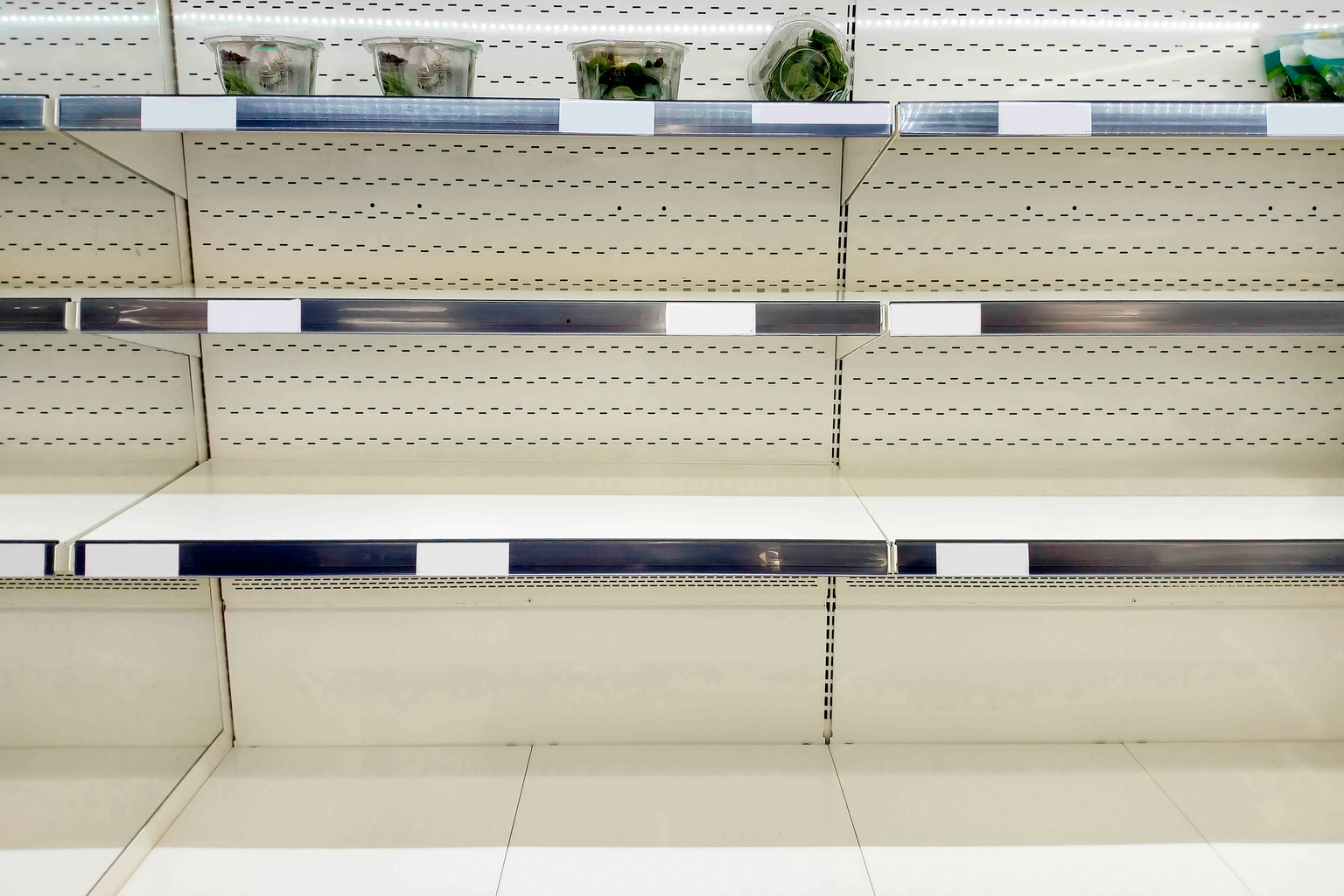 Stripped retail shelving after an organized retail crime hit, showing why retail security guards matter before the goods leave the store