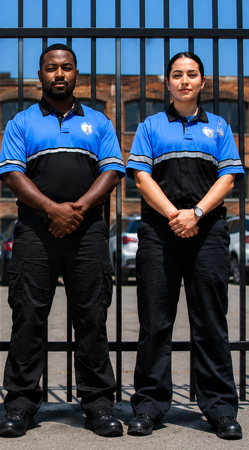 Armed and unarmed Nationwide Security Service guards on duty