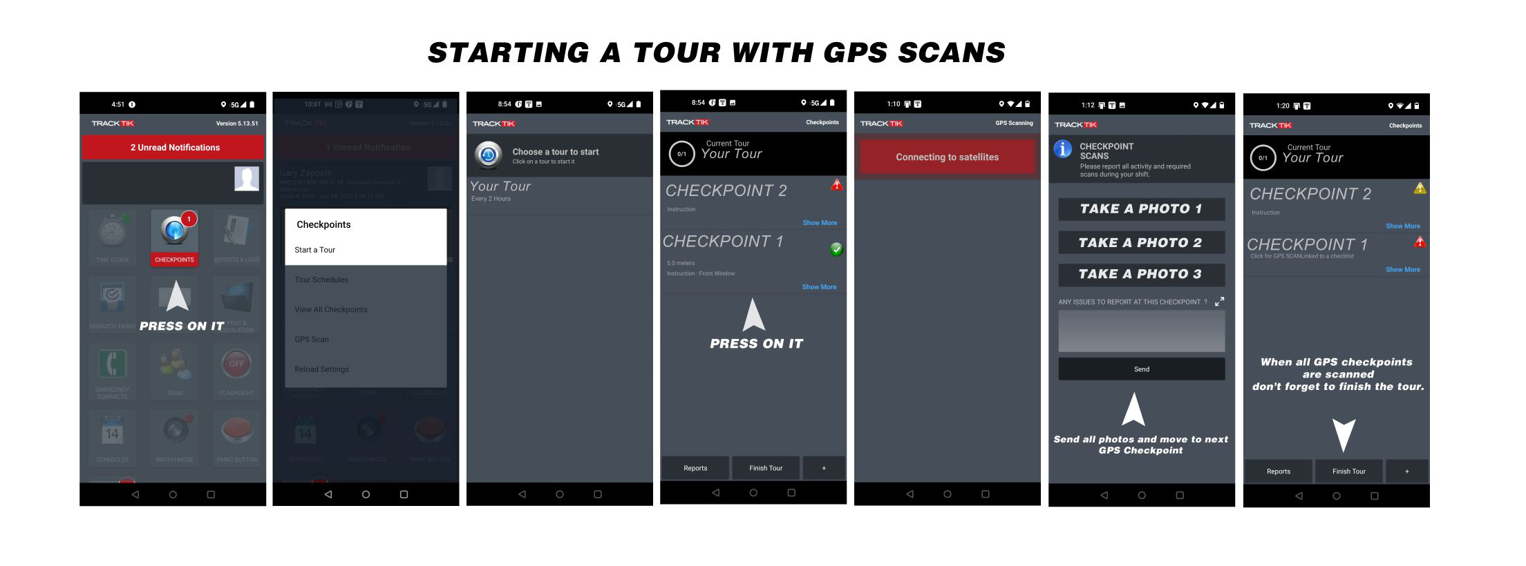 Starting a guard tour with GPS scans in TrackTik for Nationwide Security Service