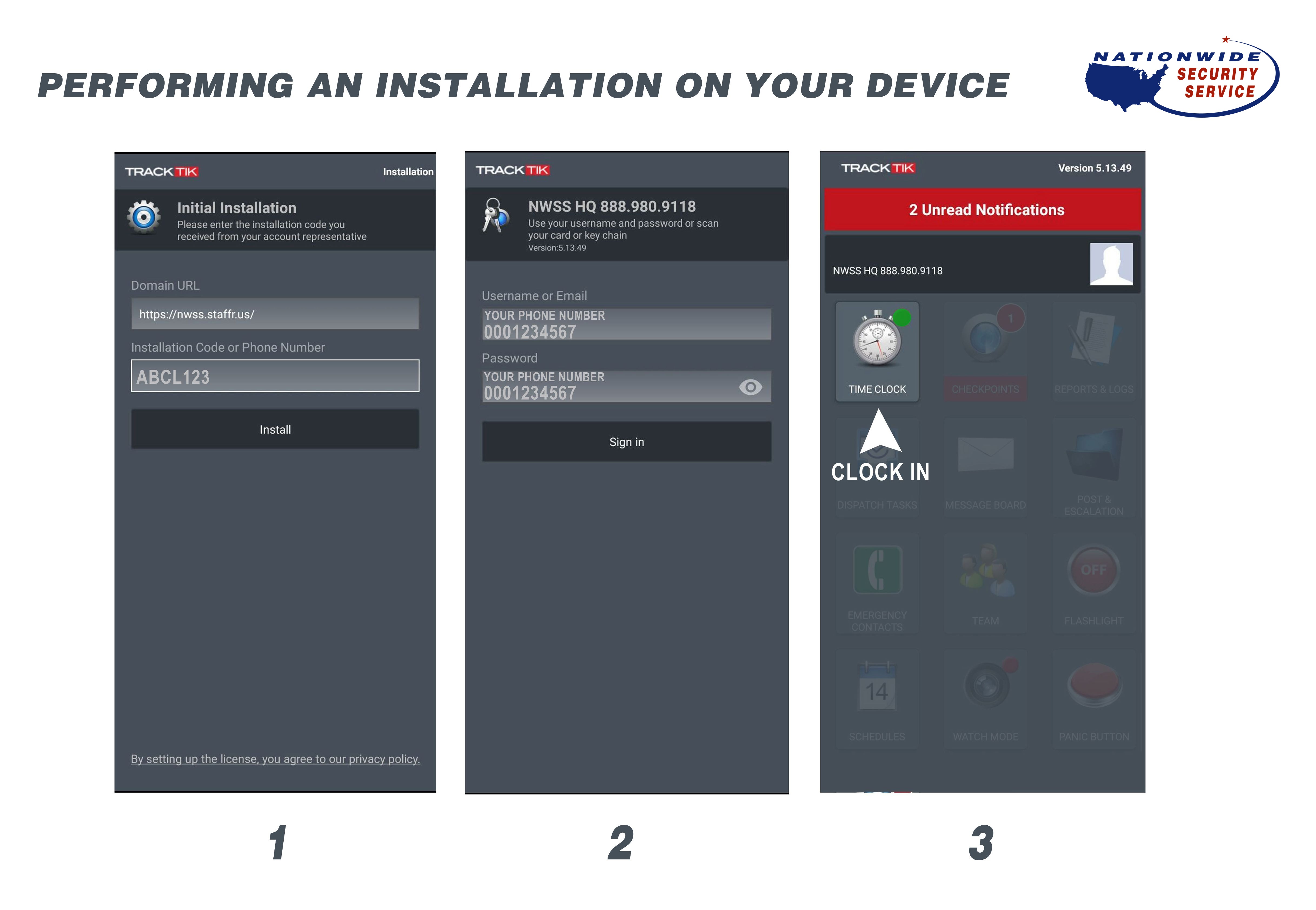 TrackTik install and sign in walkthrough for Nationwide Security Service vendors